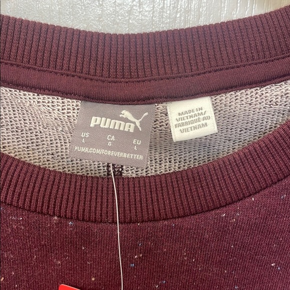 Puma Burgundy Crew Neck Sweater Cozy Knit Pullover - Picture 2 of 3